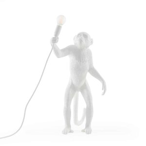 lampa małpa stojąca biała