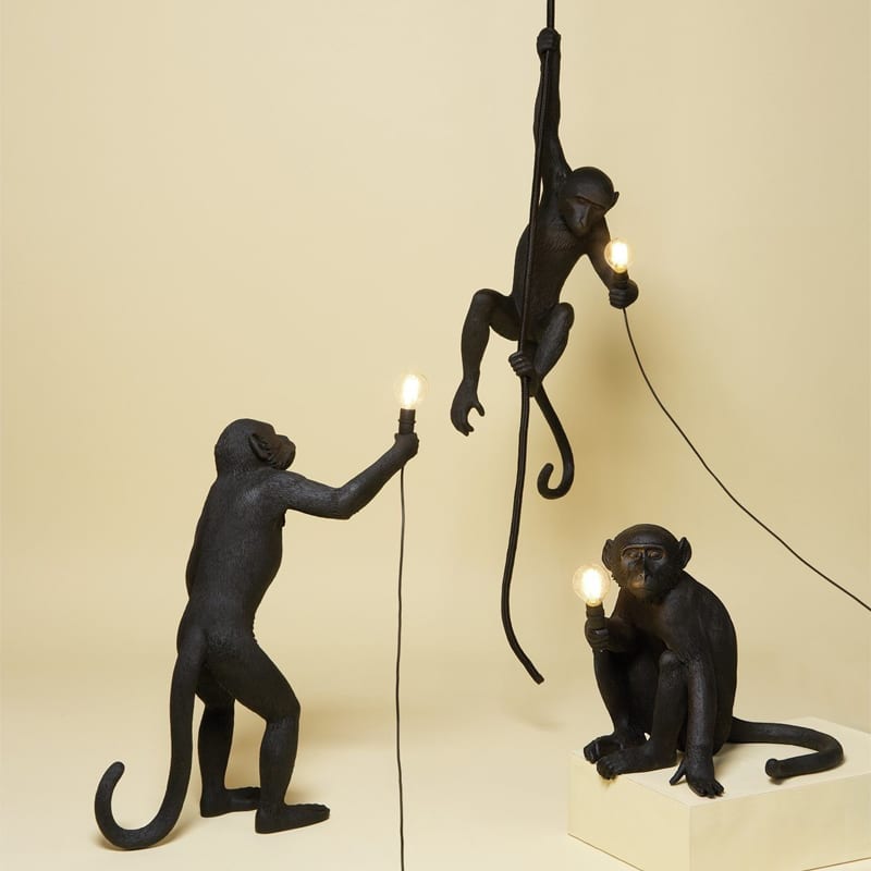 seletti monkey lampa małpa czarna