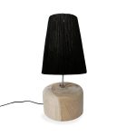 THE RAFFIA - Lampa Stołowa z Rafii i Drewna Tekowego Wys.55cm - Bazar Bizar - JABR107NB