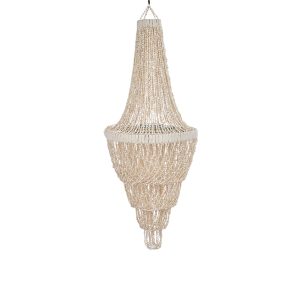 Żyrandol z naturalnych muszli i koralików THE OCEAN TOWER - Smukły Żyrandol z Muszli Naturalny Wys.80cm od Bazar Bizar w stylu boho
