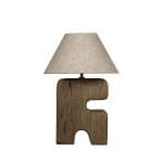 Brązowa drewniana lampa stołowa The L'Objet marki Bazar Bizar w stylu boho japandi