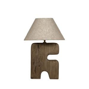 Brązowa drewniana lampa stołowa The L'Objet marki Bazar Bizar w stylu boho japandi